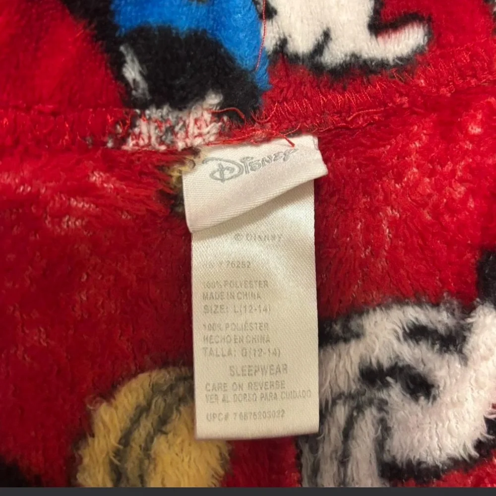 Disney Red Mickey Mouse Fleece Pajama Pants with Yellow and Blue Accents - Picture 2 of 2